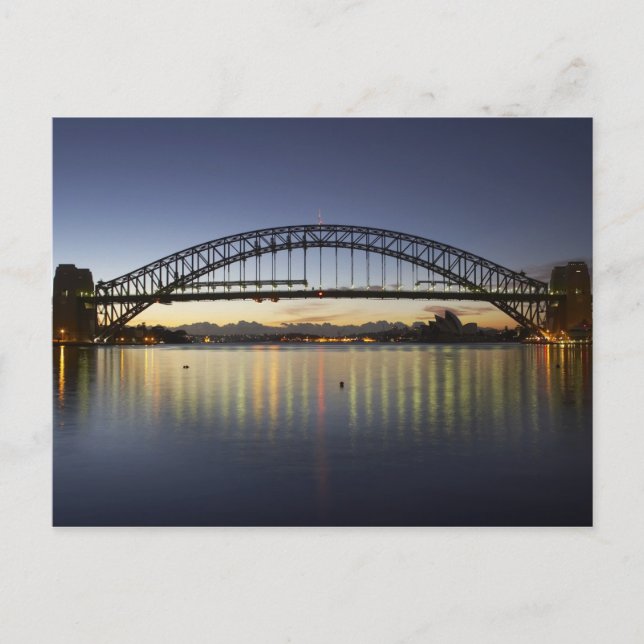 Sydney Harbor Bridge och Sydney Opera House på Vykort (Framsida)