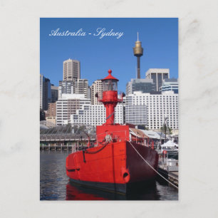 Sydney Harbor, Red Boat, helgdag Australien Vykort