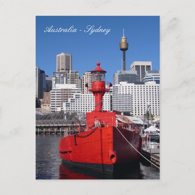 Sydney Harbor, Red Boat, helgdag Australien Vykort (Framsida)