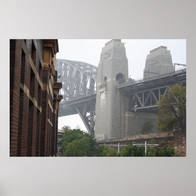 Sydney Harbour Bridge Grått Mist Poster (Framsidan)
