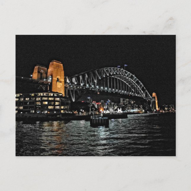 Sydney Harbour Bridge i Night - Australiens vykort (Framsida)