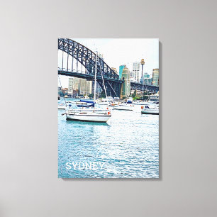 Sydney Harbour Bridge med yachts Canvastryck