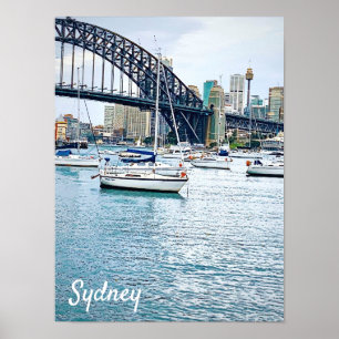 Sydney Harbour Bridge med yachts Poster