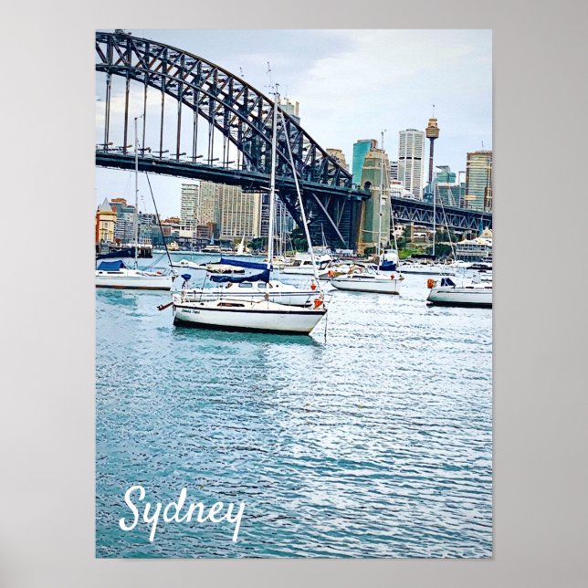 Sydney Harbour Bridge med yachts Poster (Framsidan)
