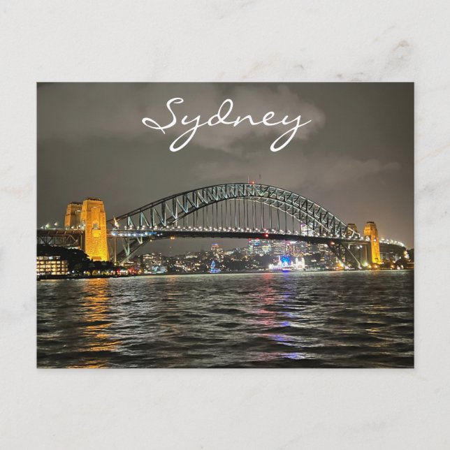 Sydney Harbour Bridge nattetid, Australien, Foto Vykort (Framsida)