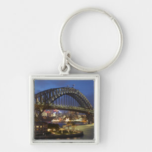 Sydney Harbour Bridge och Park Hyatt Sydney Hotel Fyrkantig Silverfärgad Nyckelring