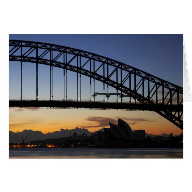 Sydney Harbour Bridge och Sydney Opera House kl 2 Hälsningskort (Framsidan Horizontal)