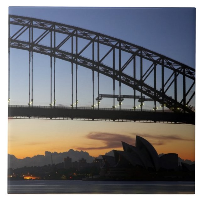 Sydney Harbour Bridge och Sydney Opera House kl 2 Kakelplatta (Framsidan)