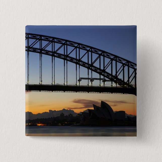 Sydney Harbour Bridge och Sydney Opera House kl 2 Knapp (Framsida)
