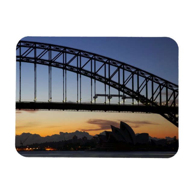 Sydney Harbour Bridge och Sydney Opera House kl 2 Magnet (Horisontell)