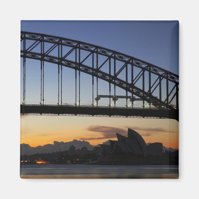 Sydney Harbour Bridge och Sydney Opera House kl 2 Magnet (Framsidan)
