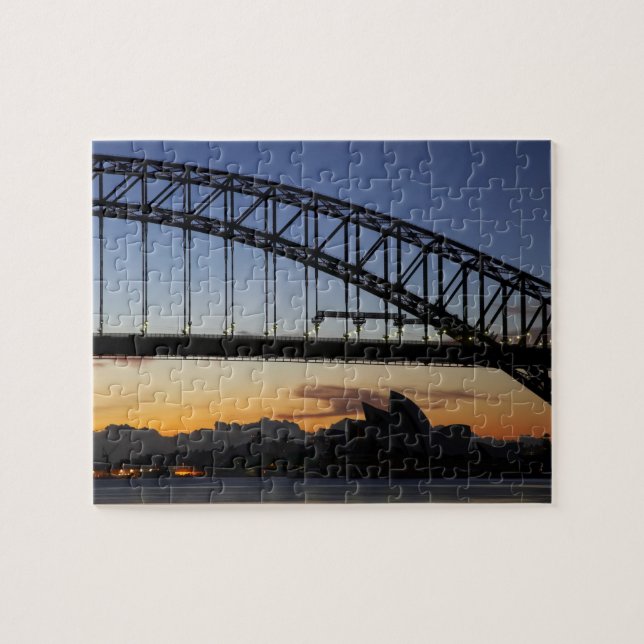 Sydney Harbour Bridge och Sydney Opera House kl 2 Pussel (Horisontell)