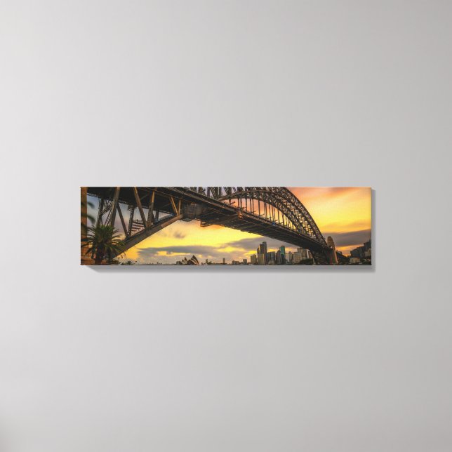 Sydney Harbour Bridge Sunset Panoramic Canvas Art (Framsida)
