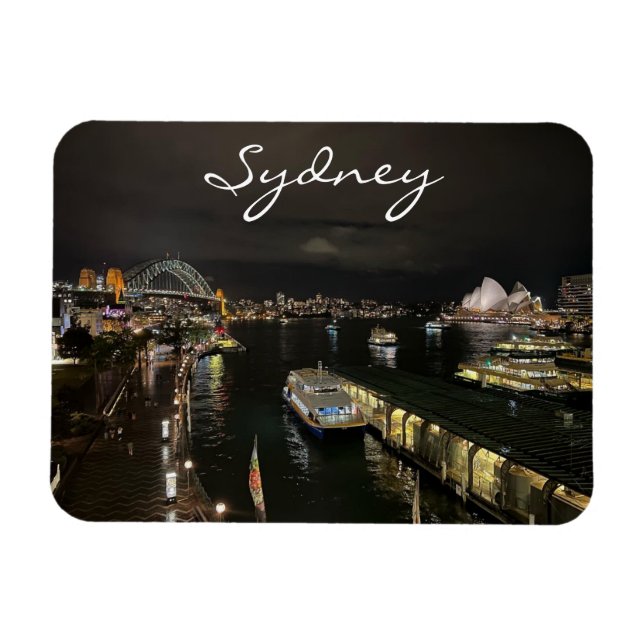 Sydney Harbour by Night, Australien, Photo Magnet (Horisontell)