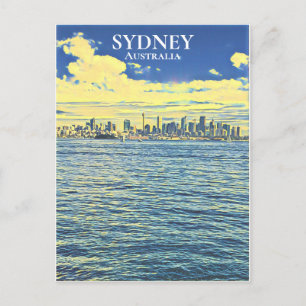 Sydney Harbour-skyline digital konst resor Vykort
