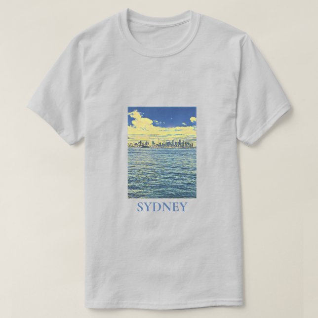 Sydney Harbour-skyline reskonst T Shirt (Design framsida)
