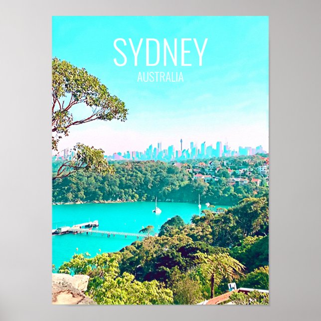 Sydney Harbour Skyline view Mosman Poster (Framsidan)