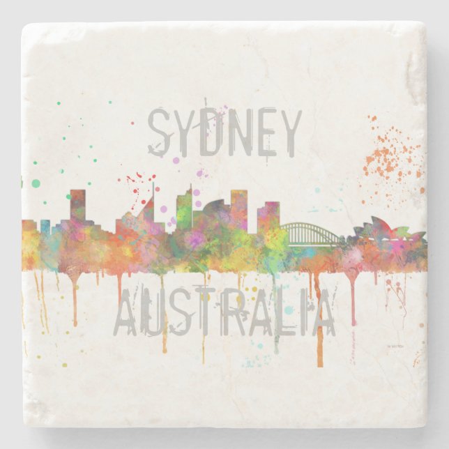 SYDNEY HORISONT FÖR NSW AUSTRALIEN UNDERLÄGG STEN (Framsidan)