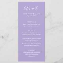 Sydney Lavender Modern Bröllop Meny