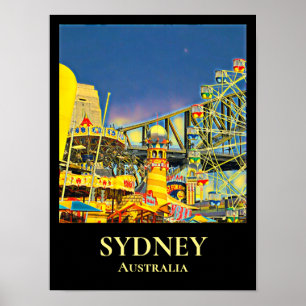 Sydney Luna Park funpark vintage resor väggdekan Poster