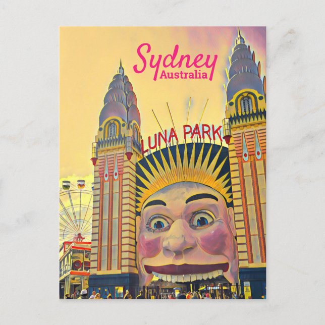 Sydney Luna Park roligt Park Digital Art Trage Vykort (Framsida)