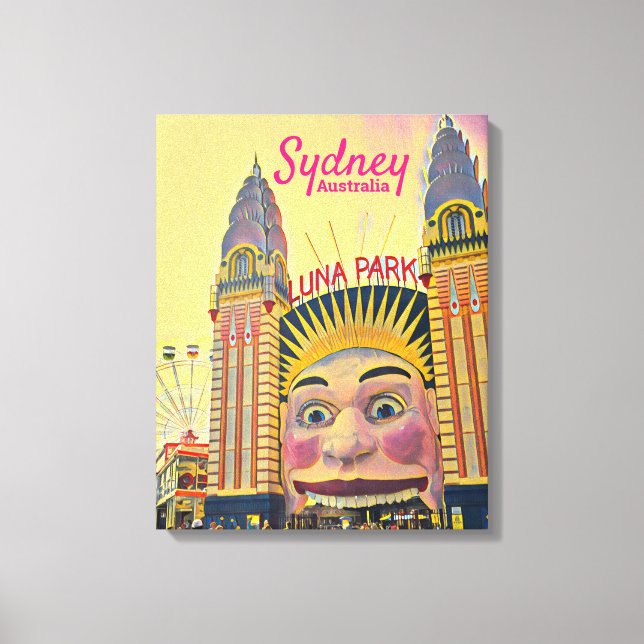 Sydney Luna Park-roligten - rättvis reseutskrift Canvastryck (Framsida)