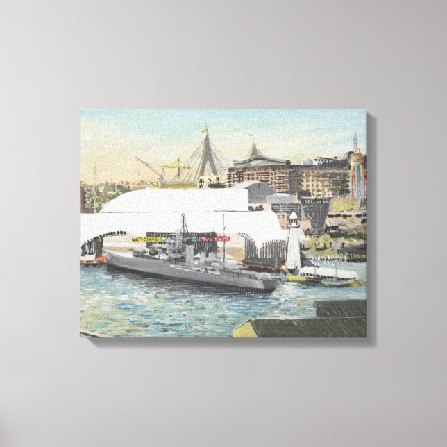 Sydney Maritime Museum från Hotel Balcony. 1998 Canvastryck (Framsida)