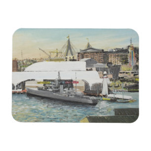 Sydney maritimt museum från hotellbalkong. 1998 magnet