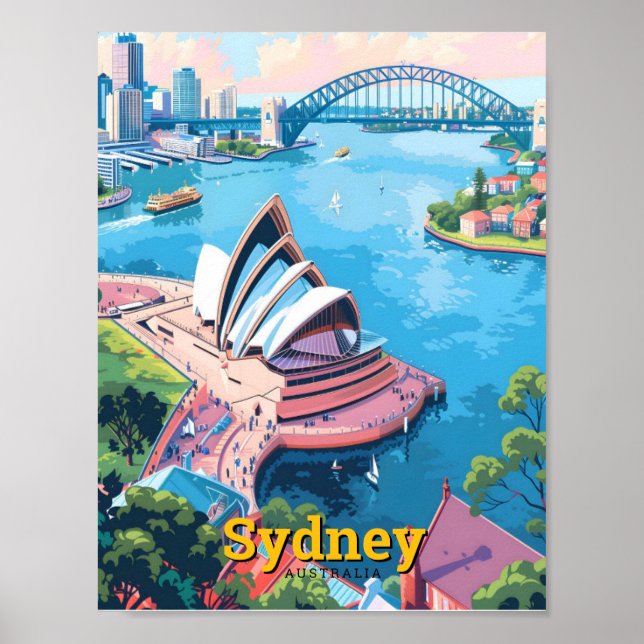 Sydney Opera Australia Art Vintage resor Poster (Framsidan)