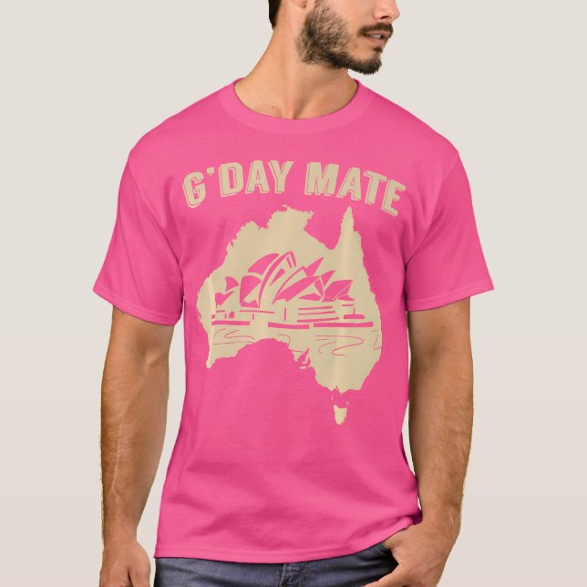 Sydney Opera G'Day Mate Gday Australian Aussie T Shirt (Framsida)