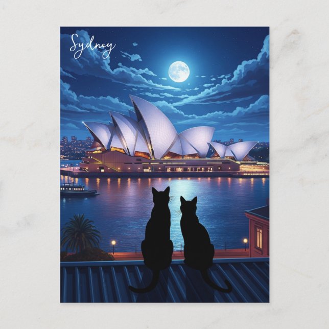 Sydney Opera House Australia-katter på natten Vykort (Framsida)
