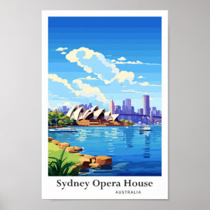 Sydney Opera House Australia Travel Art Vintage Poster
