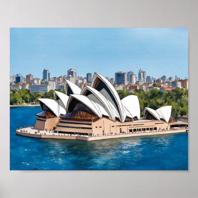 Sydney Opera House Australia Watercolor Poster (Framsidan)