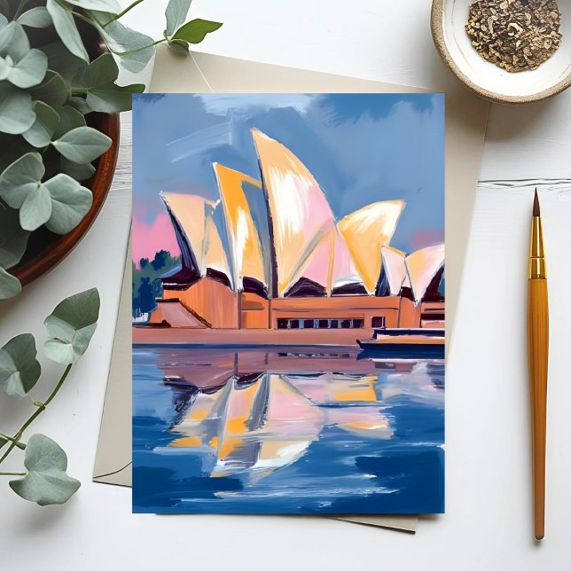 Sydney Opera House Australia Watercolor Vykort (Skapare uppladdad)