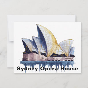 Sydney Opera House Australien Akvarell Vykort