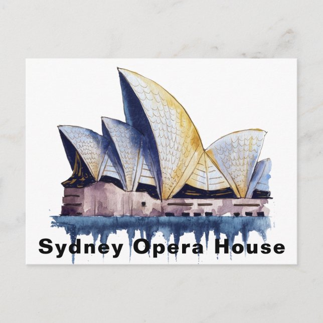 Sydney Opera House Australien Akvarell Vykort (Framsida)