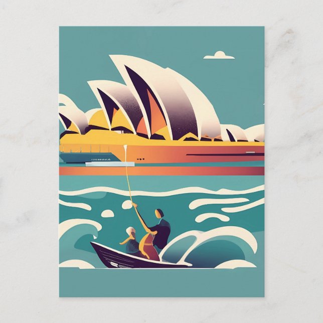 Sydney Opera House Australien målning souvenir Vykort (Framsida)