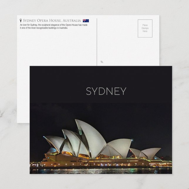 Sydney Opera House, Australien Postcard Vykort (Fram/baksida)