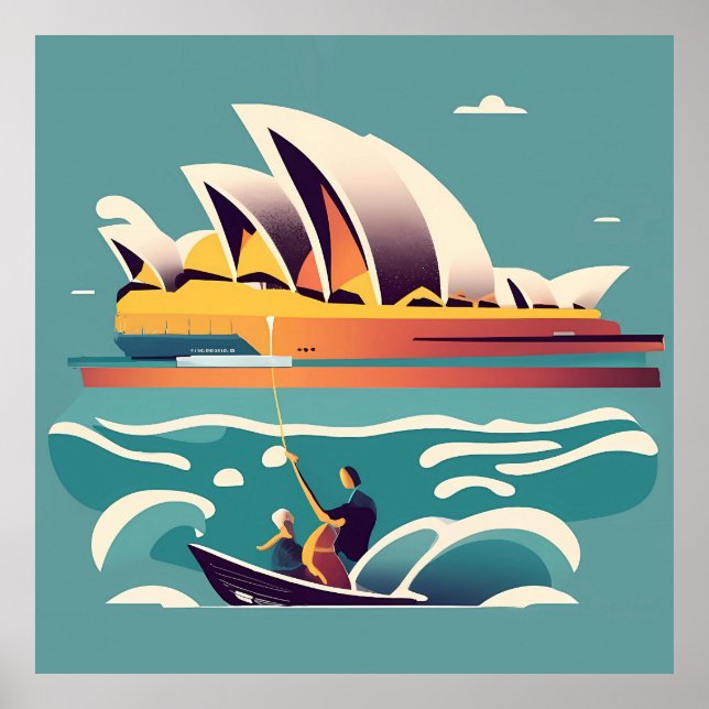 Sydney Opera House Australien, som målar souvenir Poster (Framsidan)