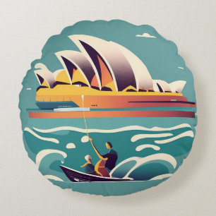 Sydney Opera House Australien, som målar souvenir Rund Kudde