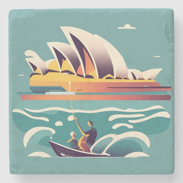 Sydney Opera House Australien, som målar souvenir Stenunderlägg (Framsidan)