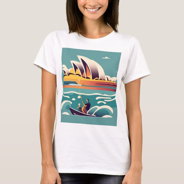 Sydney Opera House Australien, som målar souvenir T Shirt (Framsida)