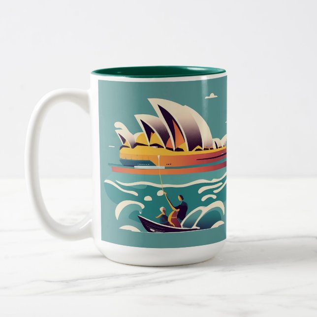 Sydney Opera House Australien, som målar souvenir Två-Tonad Mugg (Vänster)
