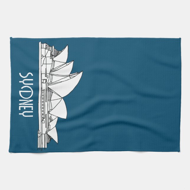 Sydney Opera House Australien teckning souvenir Kökshandduk (Horisontell)