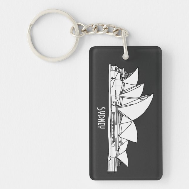 Sydney Opera House Australien teckning souvenir Nyckelring (Framsidan)