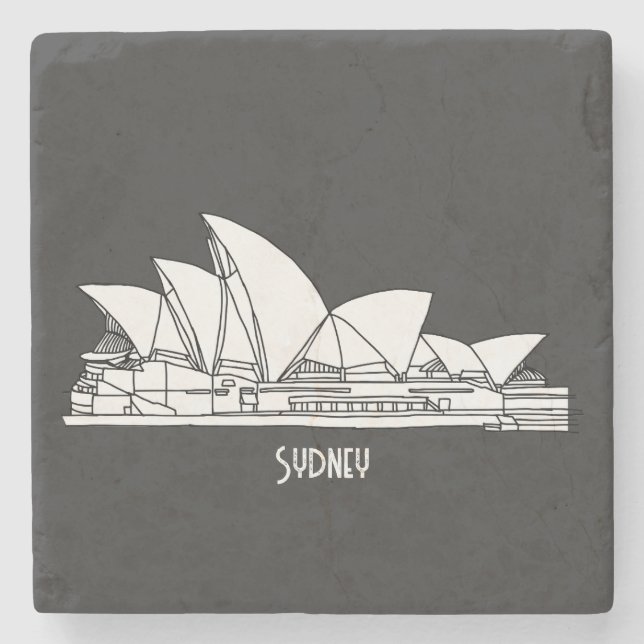 Sydney Opera House Australien teckning souvenir Stenunderlägg (Framsidan)