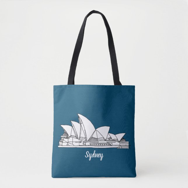 Sydney Opera House Australien teckning souvenir Tygkasse (Framsida)