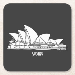 Sydney Opera House Australien teckning souvenir Underlägg Papper Kvadrat