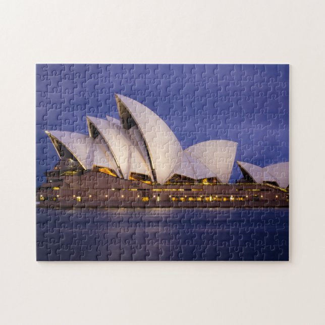 Sydney Opera House City Night Time View Landmarks Pussel (Horisontell)
