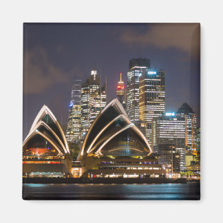Sydney Opera house & city på natten, Australien Magnet